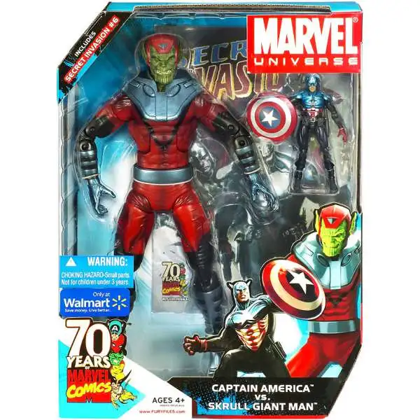 Marvel Universe 70 Years of Marvel Comics Captain America vs. Skrull Giant Man Exclusive Action Figure Set #6]
