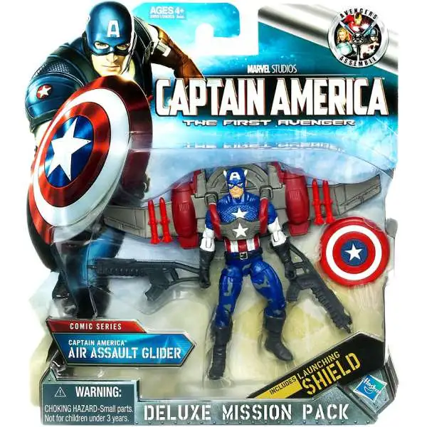 The First Avenger Deluxe Mission Pack Comic Series Captain America Action Figure [Air Assault Glider, Damaged Package]