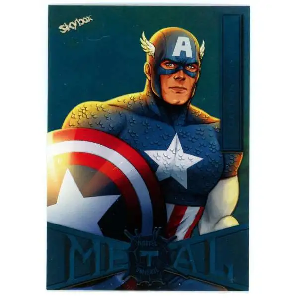 2021 Skybox Marvel Metal Universe 46/50 Turquoise Captain America #16 [EX-MT]