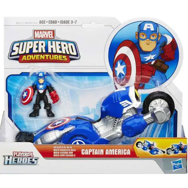 Marvel Playskool Heroes Super Hero Adventures Captain America with Shield Bike Action Figure Set