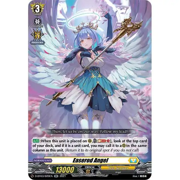 Cardfight Vanguard Advance of Intertwined Stars Double Rare RR Easerod Angel D-BT03/020