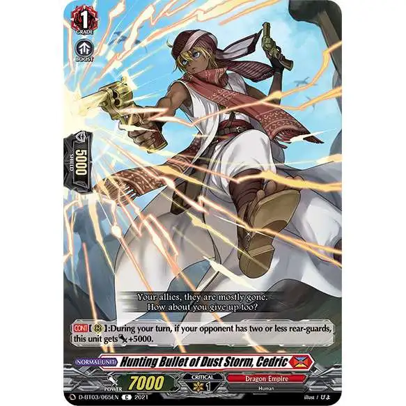 Cardfight Vanguard Advance of Intertwined Stars Common Hunting Bullet of Dust Storm, Cedric D-BT03/065