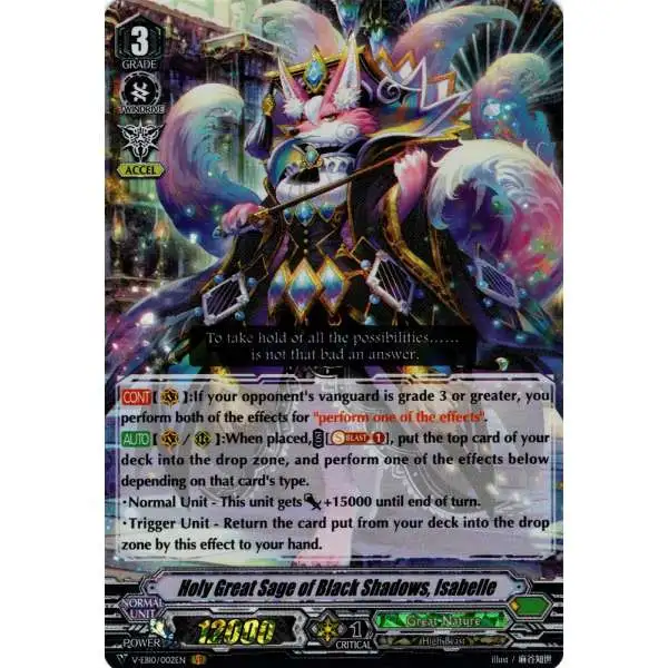 Cardfight Vanguard The Mysterious Fortune Vanguard Rare Holy Great Sage of Black Shadows, Isabelle V-EB10/002