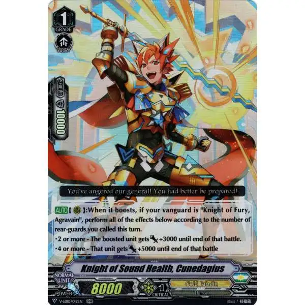 Cardfight Vanguard The Mysterious Fortune RR Rare Knight of Sound Health, Cunedagius V-EB10/012