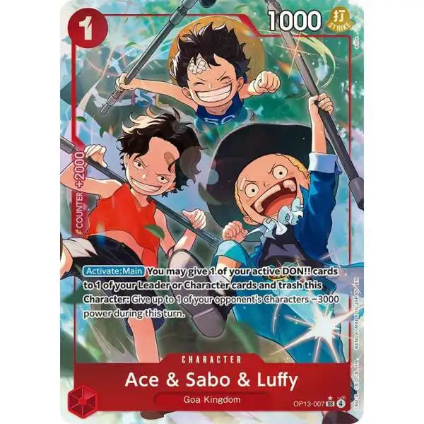 One Piece Trading Card Game Carrying On His Will Super Rare Ace & Sabo & Luffy OP13-007 [Alternate Art]