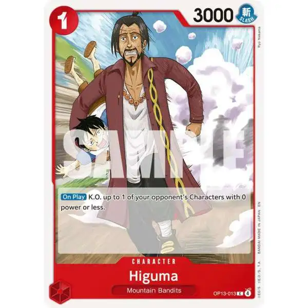 One Piece Trading Card Game Carrying On His Will Common Higuma OP13-013