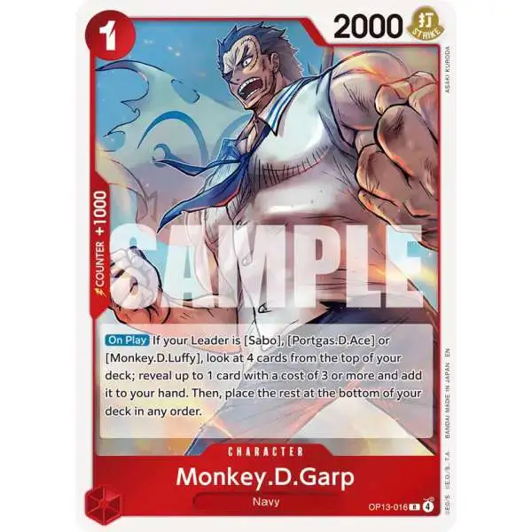 One Piece Trading Card Game Carrying On His Will Rare Monkey.D.Garp OP13-016
