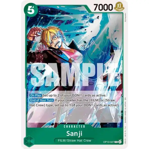 One Piece Trading Card Game Carrying On His Will Rare Sanji OP13-027