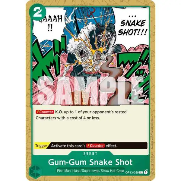 One Piece Trading Card Game Carrying On His Will Common Gum-Gum Snake Shot OP13-039
