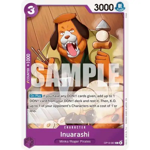One Piece Trading Card Game Carrying On His Will Common Inuarashi OP13-061