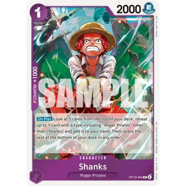 One Piece Trading Card Game Carrying On His Will Rare Shanks OP13-065