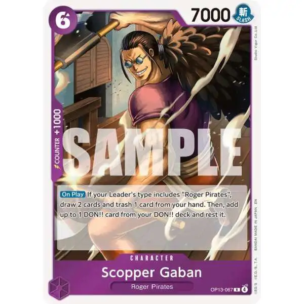 One Piece Trading Card Game Carrying On His Will Rare Scopper Gaban OP13-067
