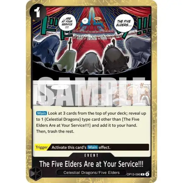 One Piece Trading Card Game Carrying On His Will Rare The Five Elders Are at Your Service!!! OP13-096