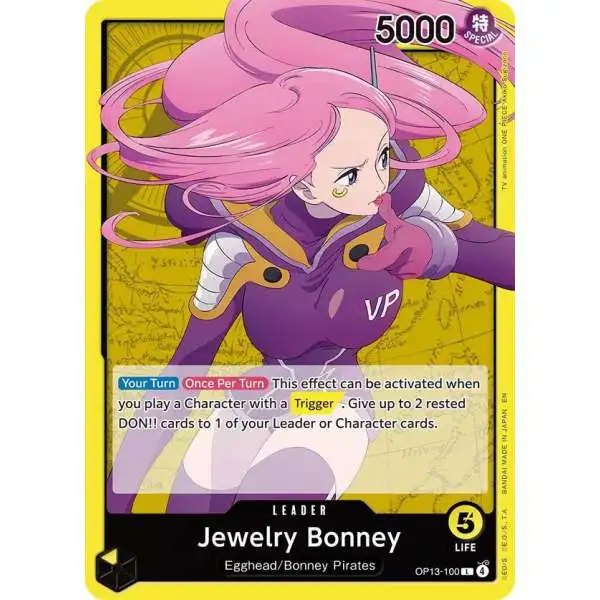 One Piece Trading Card Game Carrying On His Will Leader Jewelry Bonney OP13-100