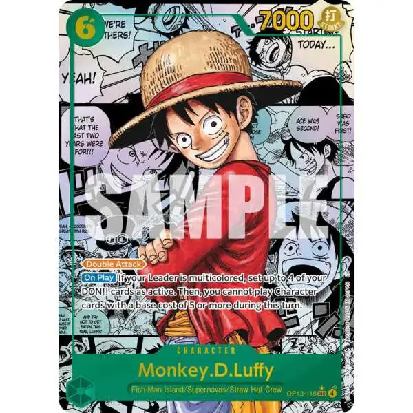 One Piece Trading Card Game Carrying On His Will Monkey.D.Luffy OP13-118 [Manga] [Lightly Played]