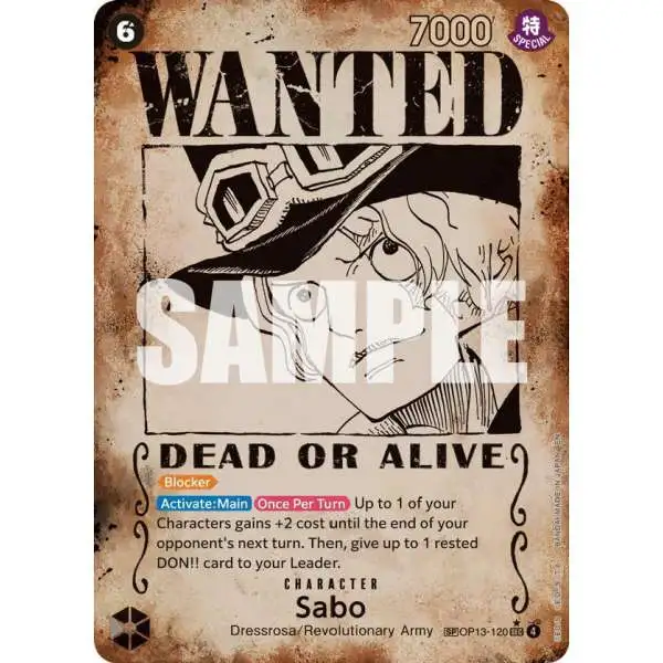 One Piece Trading Card Game Carrying On His Will Sabo OP13-120 [Wanted Poster]