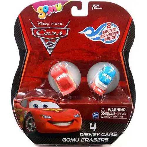 Disney / Pixar Cars Cars 2 Gomu Lightning McQueen & Raoul Caroule Gomu Erasers 4-Pack