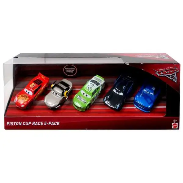 Disney / Pixar Cars Cars 3 Spokes, McQueen, Yardley, Swervez & Storm Diecast Car 5-Pack [Piston Cup Race, Damaged Package]