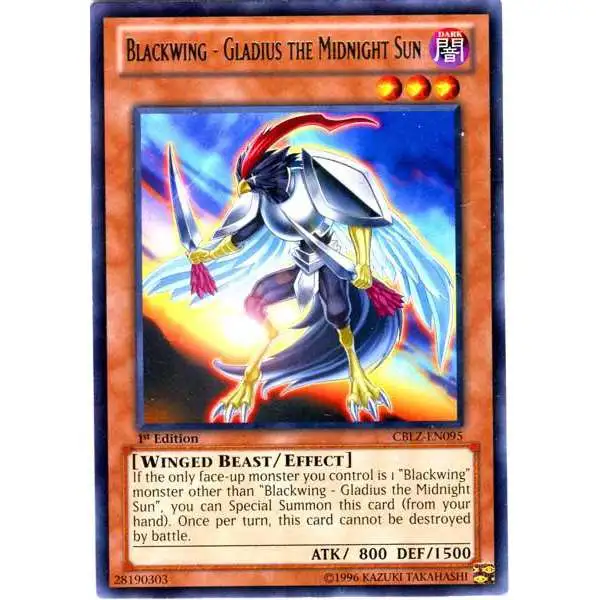 YuGiOh Trading Card Game Cosmo Blazer Rare Blackwing - Gladius the Midnight Sun CBLZ-EN095