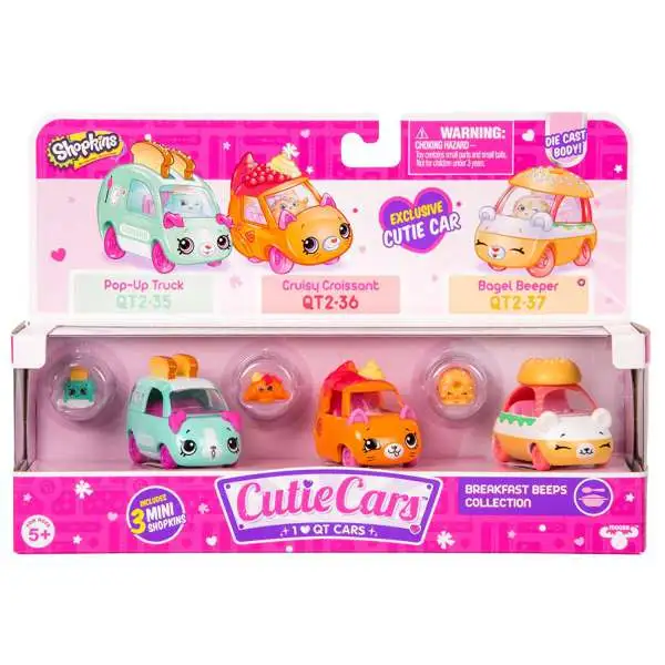 Shopkins Cutie Cars Breakfast Beeps Figure 3-Pack #35, 36 & 37 [Pop-Up Truck, Cruisy Croissant, Bagel Beeper]