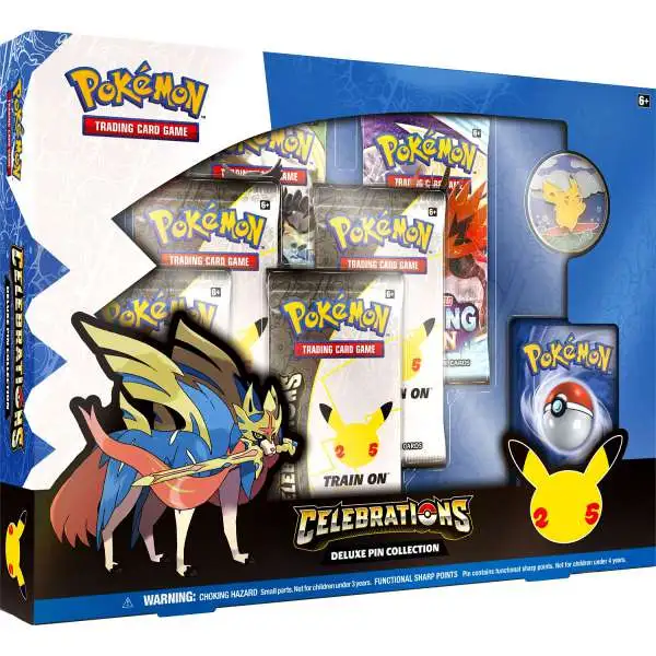 Pokemon Celebrations Deluxe Pin Collection [4 Celebrations Booster Packs + 2 Additional Booster Packs, Foil Promo Card, Pin & More]