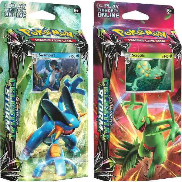 Pokemon Sun & Moon Celestial Storm Leaf Charge & Hydro Fury Set of Both Theme Decks [Swampert & Sceptile]