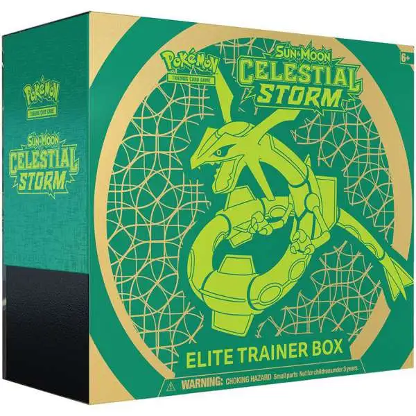 Pokemon Sun & Moon Celestial Storm Rayquaza Elite Trainer Box [8 Booster Packs, 65 Card Sleeves, 45 Energy Cards & More]