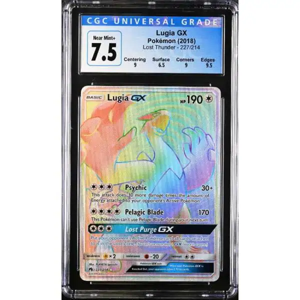 Pokemon Trading Card Game Sun & Moon Lost Thunder Hyper Rare Lugia GX #227 [CGC - Near Mint+ (4004642021)]