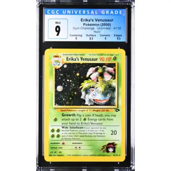 Pokemon Gym Challenge Single Card Holo Rare Erikas Venusaur 4 CGC
