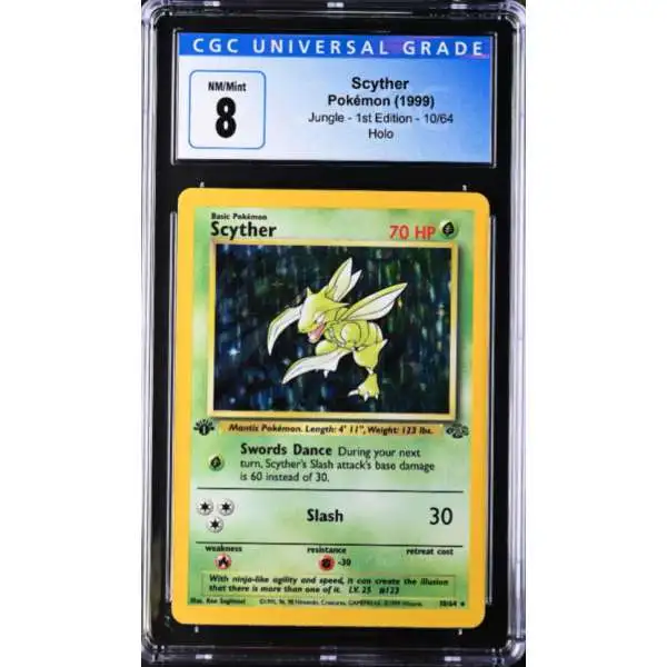 Pokemon 1st Edition Jungle Rare Holo Scyther #10 [CGC - Near Mint/Mint 8 (4051391003)]