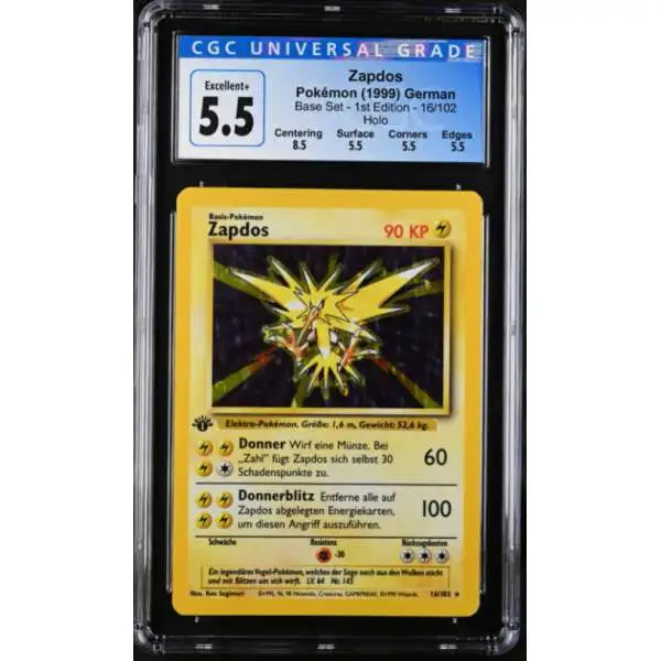 Pokemon Base Set Single Card Rare Holo Zapdos 1st Edition