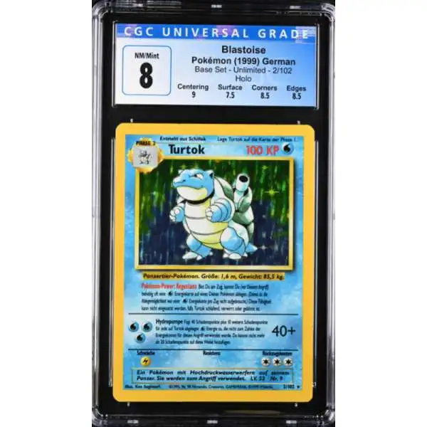 Pokemon Base Set Rare Holo Blastoise (German) #2 [CGC - Near Mint/Mint 8 (4091084063)]