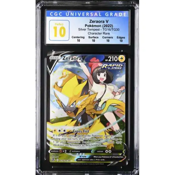Pokemon Trading Card Game Sword & Shield Silver Tempest Ultra Rare Zeraora V TG16 [CGC - Perfect 10 (4187440003)]