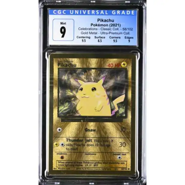 Pokemon Trading Card Game Celebrations Classic Collection Pikachu (Metal Card) #58 [CGC - Mint 9 (4197273028)]