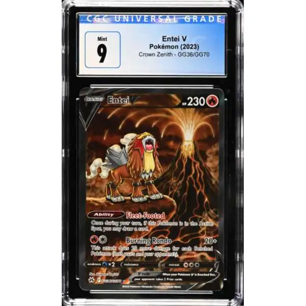 Pokemon Trading Card Game Crown Zenith Rare Holo Entei V GG36 [CGC Mint 9 (4232623016)]