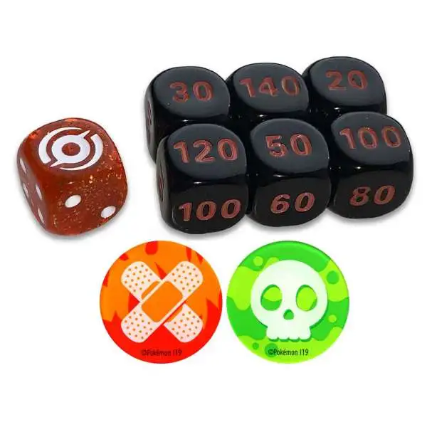Pokemon Champion's Path Counter Pack Set of 6 Damage Counter Dice & Coin Flip Die