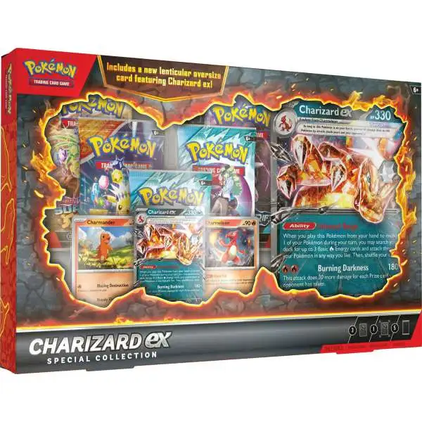 Pokemon Scarlet & Violet Charizard ex Special Collection [5 Booster Packs, 1 Etched Foil Promo Card, 2 Foil Cards, Oversized Lenticular Card & More]