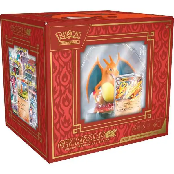Pokemon Charizard ex Super Premium Collection [10 Booster Packs, 3 Foil Cards, Card Display Charizard Figure & More!]