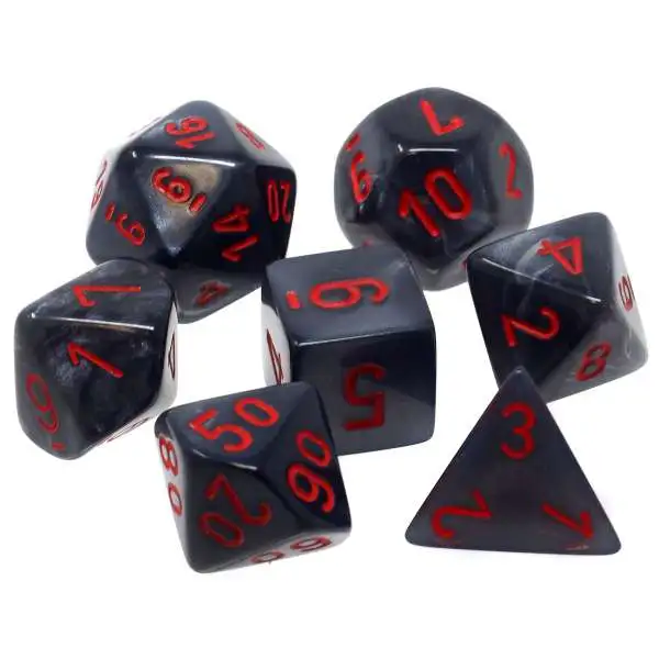 Chessex Velvet Black with Red Numbers Polyhedral 7-Die Dice Set