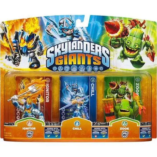 Skylanders Giants Ignitor, Chill & Zook Figure 3-Pack