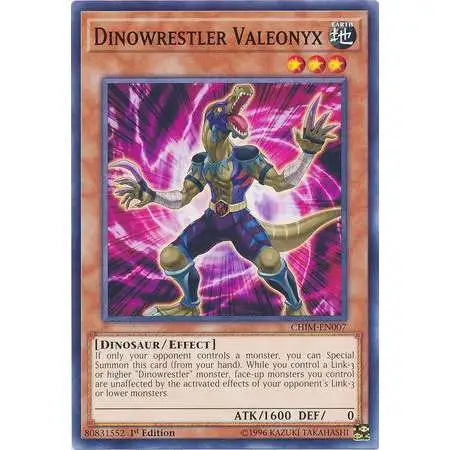 yugioh dinowrestler cards Trading Card Game Chaos Impact Common Valeonyx CHIM-EN007 You can Tribute 1 “Dinowrestler” monster Decent cards of Dinowrestler betrayed