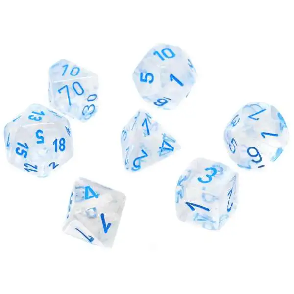 Chessex Borealis Icicle / Light Blue Luminary Polyhedral 7-Die Dice Set #27581