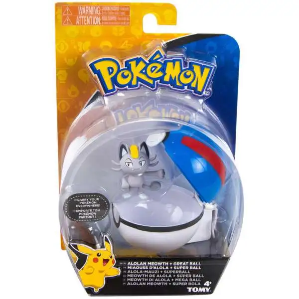 Pokemon Clip n Carry Pokeball Alolan Meowth & Great Ball Figure Set