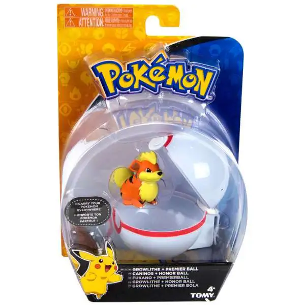 Pokemon Clip n Carry Pokeball Growlithe & Premier Ball Figure Set