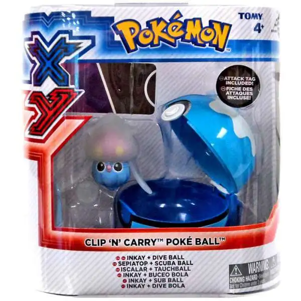 Pokemon Clip n Carry Pokeball Inkay with Dive Ball Figure Set [Damaged Package]