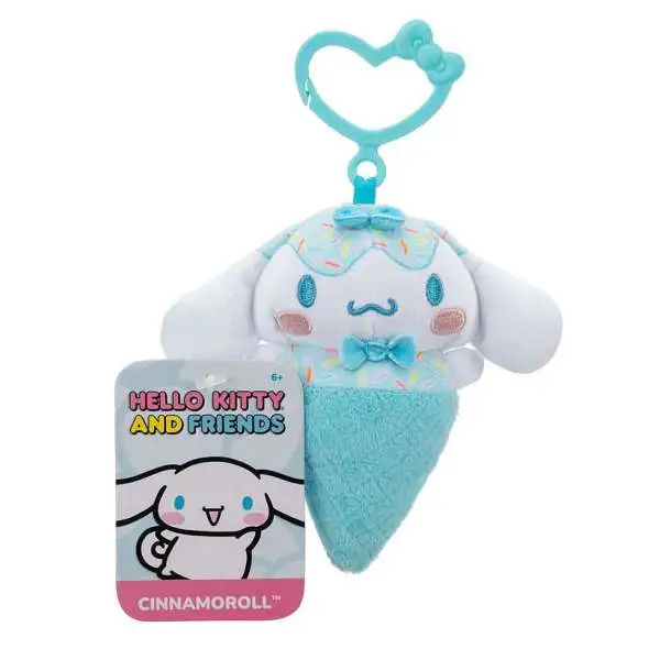 Sanrio Hello Kitty & Friends Clip On Cinnamoroll 4-Inch Plush Figure [Ice Cream Cone]