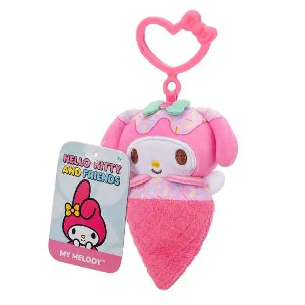 Sanrio Hello Kitty & Friends Clip On My Melody 4-Inch Plush Figure [Ice Cream Cone]