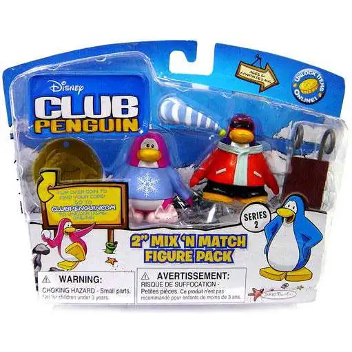 Club Penguin Mix 'N Match Series 2 Pajama Bunny Slippers & Snowboarder Mini Figure Set