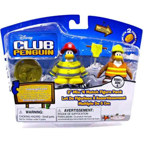 Club Penguin Mix 'N Match Series 6 Firefighter & Construction Worker Mini Figure Set
