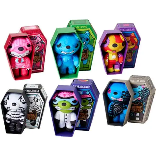 Deddy Bears Coffin Series 3 Dripps, Bulgebear, Gutsy Bear, Skidmark, Dr Beargrave & Doodlebear 5-Inch Set of 6 Plush